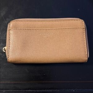 Coach Beige Saffiano Zip Wallet